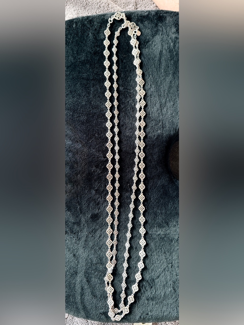 Stella & Dot Silver Filigree Link Long Necklace